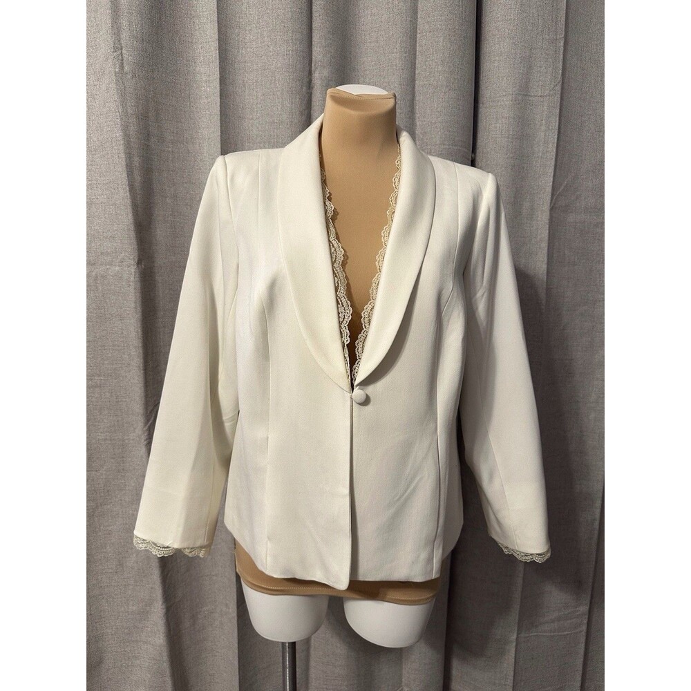 Dialogue QVC Blazer Jacket Cream Lace Trim & Lining 18W NWT